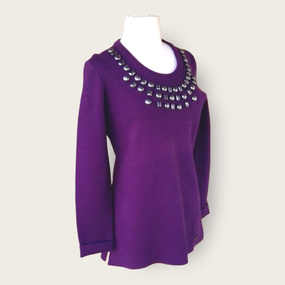 Burberry Sweaters Burberry Studded Crew Neck Sweater Size L Poshmark